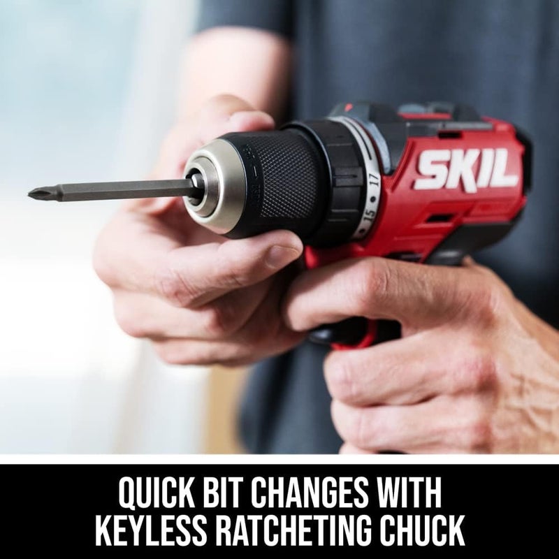SKIL PWR CORE 12 Brushless 12V 1/2" Compact Variable-Speed Drill Driver Kit with 1/2'' Single-Sleeve, Keyless Chuck & LED Worklight Including 2.0Ah Battery and PWR JUMP Charger - DL6290A-10 - Image 4
